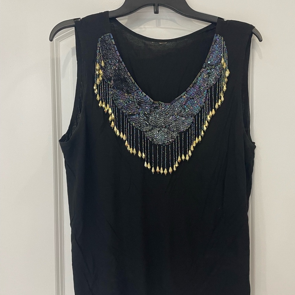 Vintage 1980’s Embellished Black Sleeveless Top